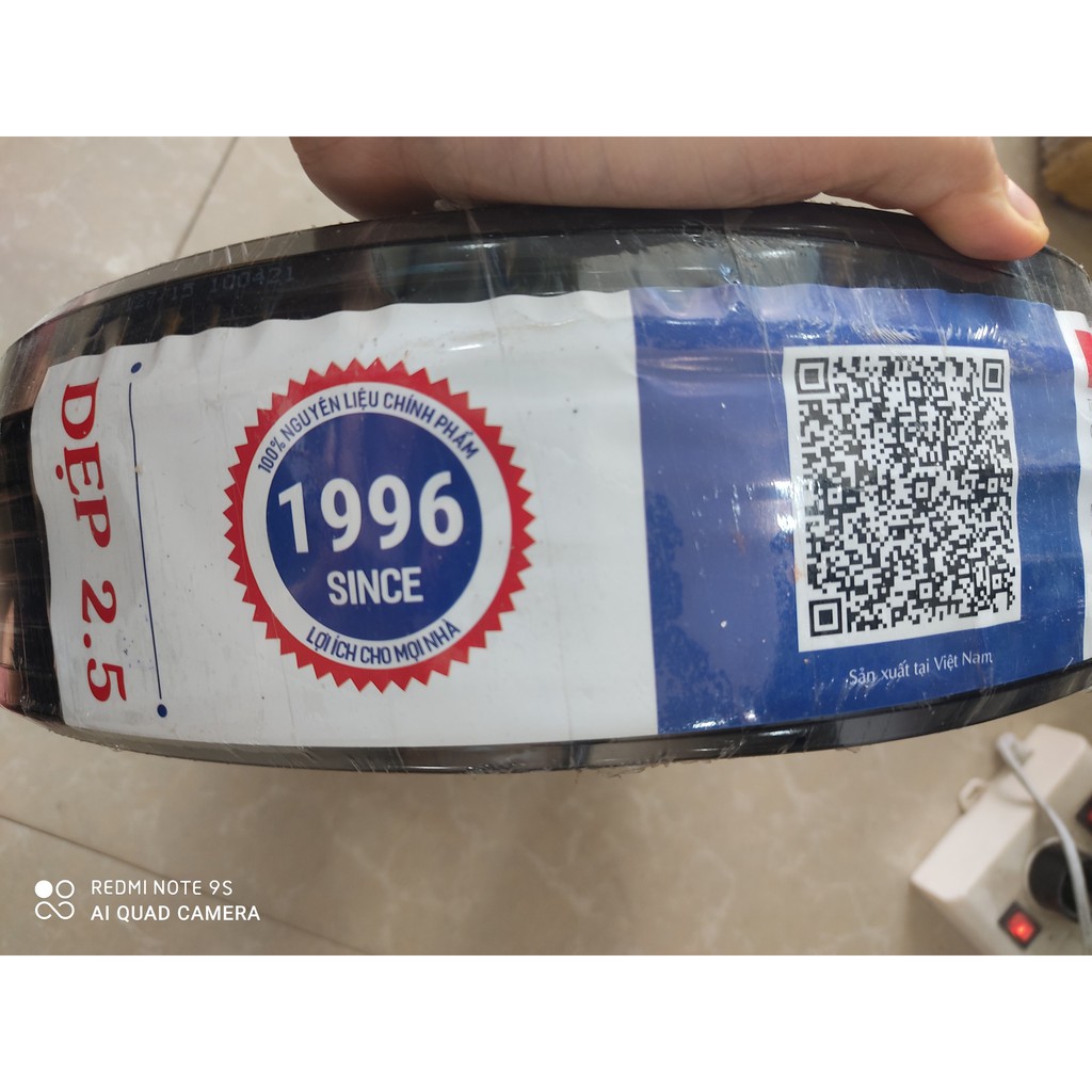 Dây Điện Đôi Dẹp 2.5 Vĩnh Thịnh- cuộn 100 mét- ruột đồng 100%, 2 Lớp vỏ Bọc Cách Điện - Vcmo2x2.5