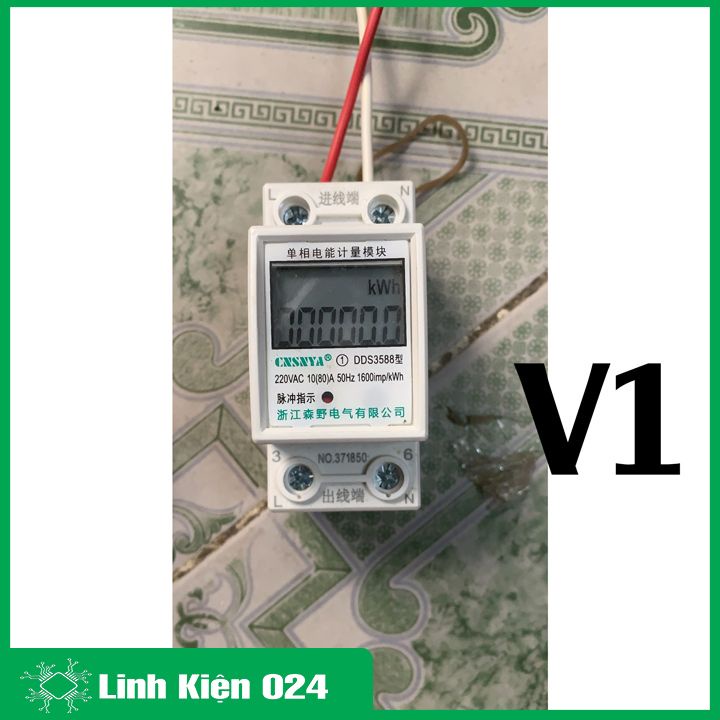 Công tơ điện tử 1080 1 pha điện áp 220V 80A đo số điện tiêu thụ KWH nhựa ABS chống cháy, màn hình LCD