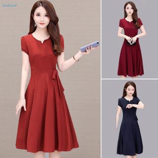 Đầm dáng xòe tay ngắn phong cách thời trang thanh lịch cho nữ