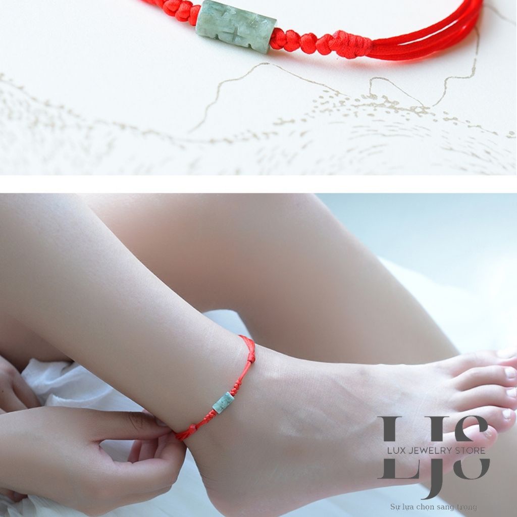 Lắc chân Lux Jewelry, vòng chân màu đỏ mặt đá may mắn – LUXJ891