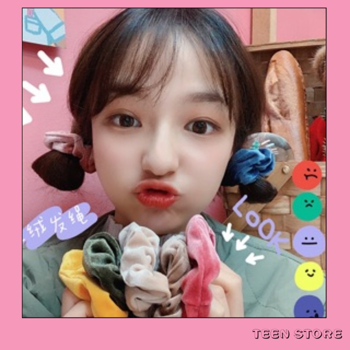 Buộc tóc scrunchies nơ nhung xinh xắn