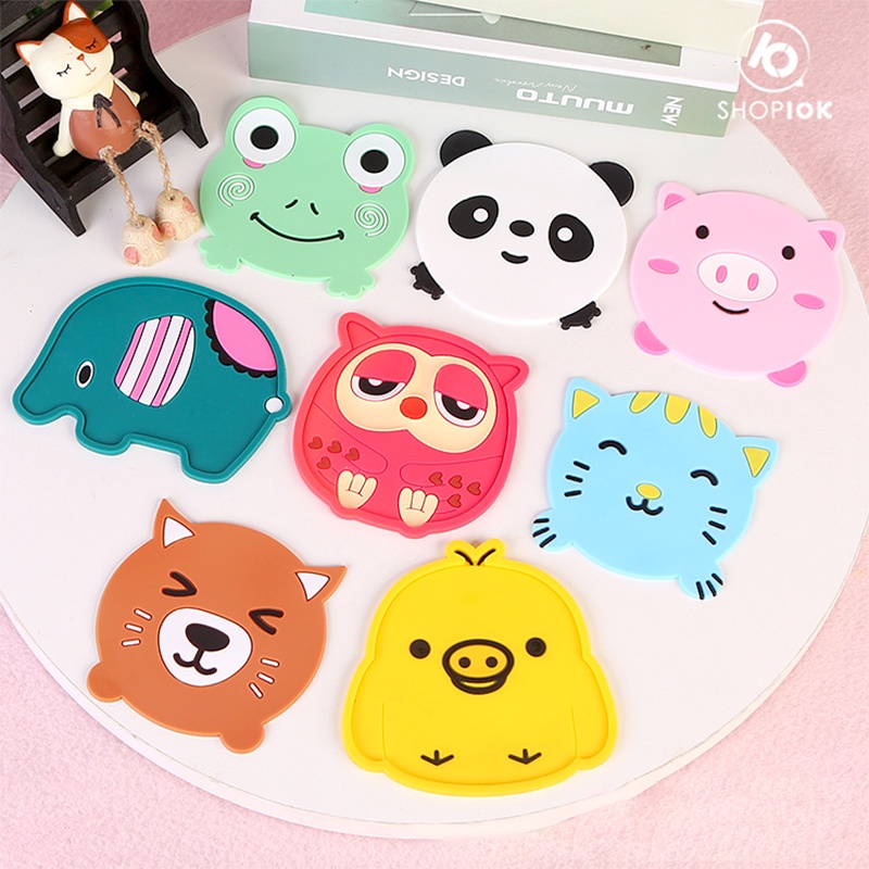 Đế lót ly, lot tách silicon dẻo hình cartoon 8-10cm nhiều mẫu