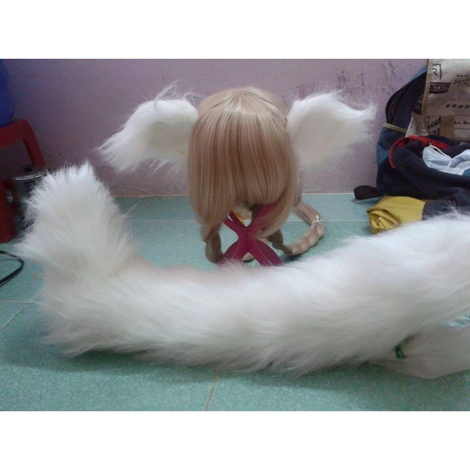 Bộ hóa trang cáo trắng cosplay đuôi cột dây ruy băng