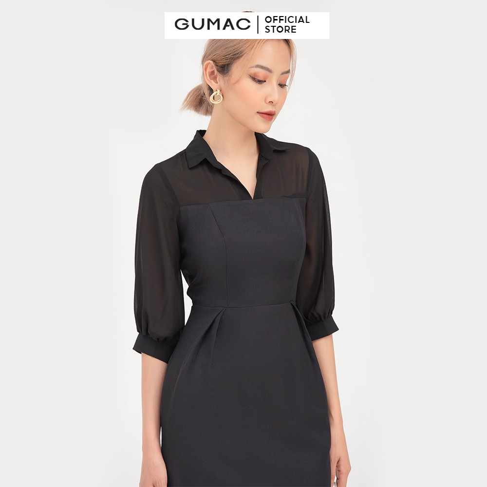 Đầm nữ xếp ly eo công sở GUMAC DB764
