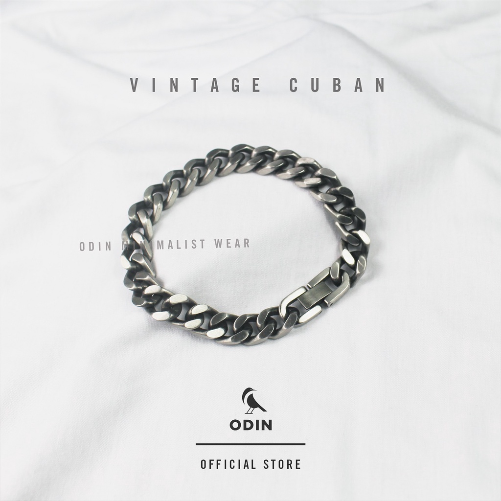 [TẶNG KÈM NHẪN] Vòng tay Cuban Vintage Chain - Phong cách cổ điển- 100% Titanium