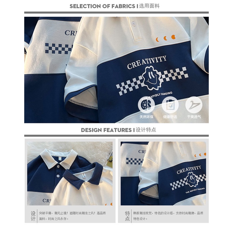 Áo Thun polo Tay Ngắn Dáng Rộng Màu Sắc Tương Phản Phong Cách Hong Kong Thời Trang Mùa Hè 2022 Dành Cho Bạn Nữ