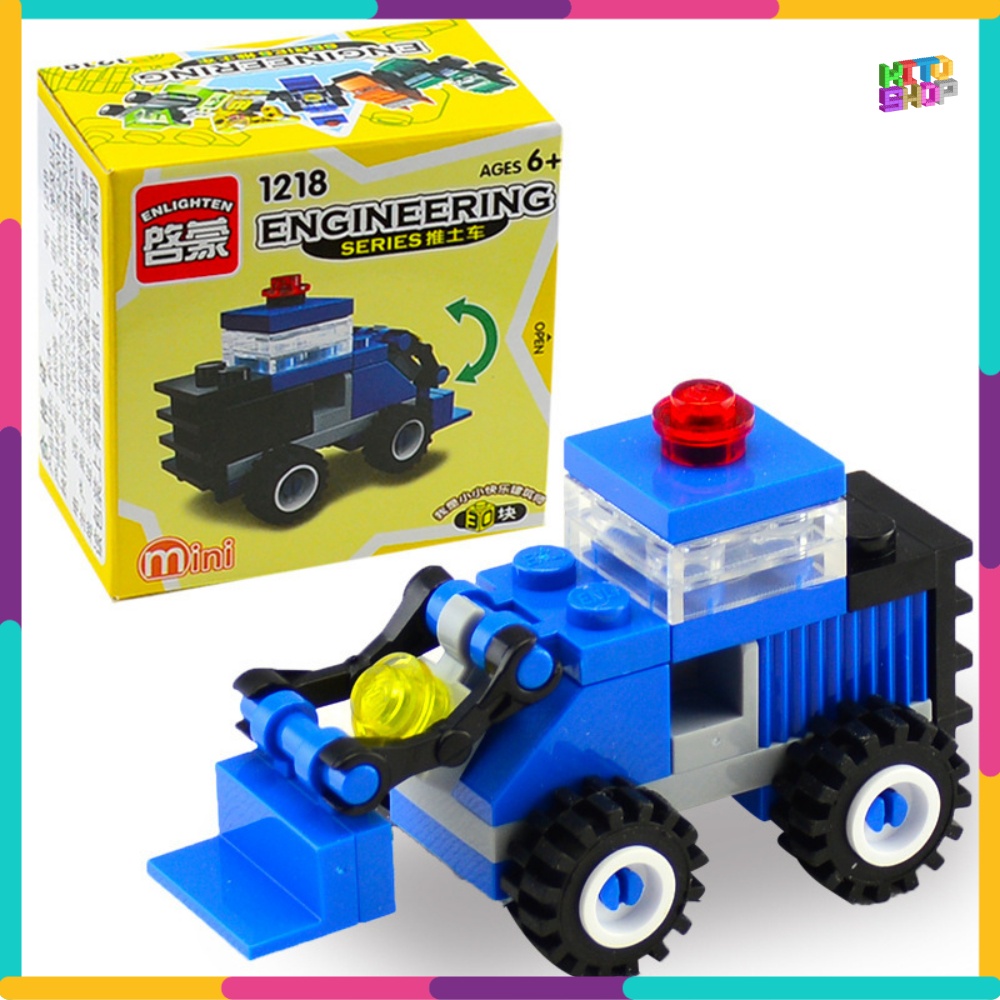Bộ Đồ Chơi Xếp Hình Lắp Ráp Thông Minh Qman Enlighten Xe Ủi Đất Cần Cẩu Máy Xúc Mini