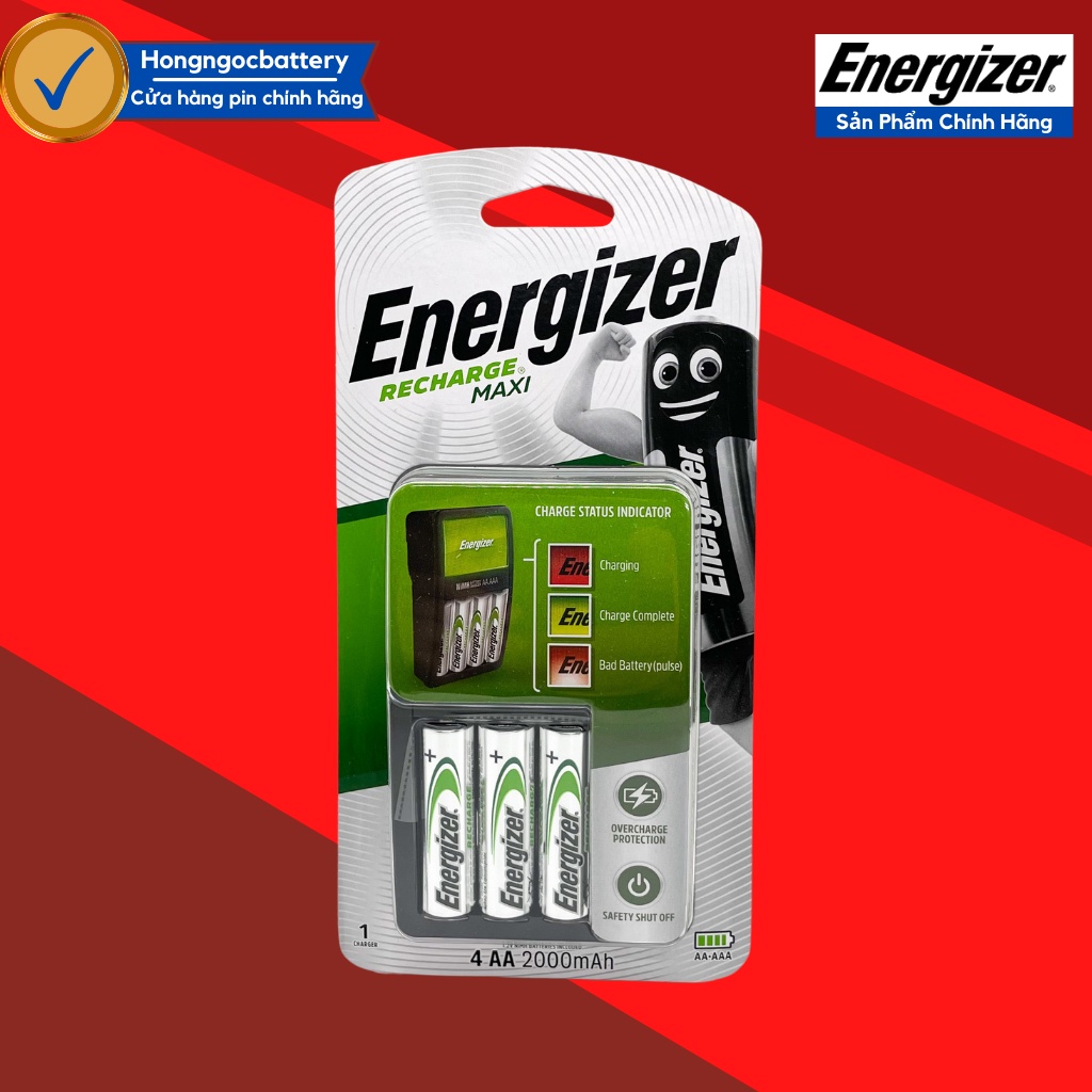 Máy Sạc Pin Energizer CHVCM4  kèm 4 pin sạc AA 2000 mAh- Hàng Chính Hãng