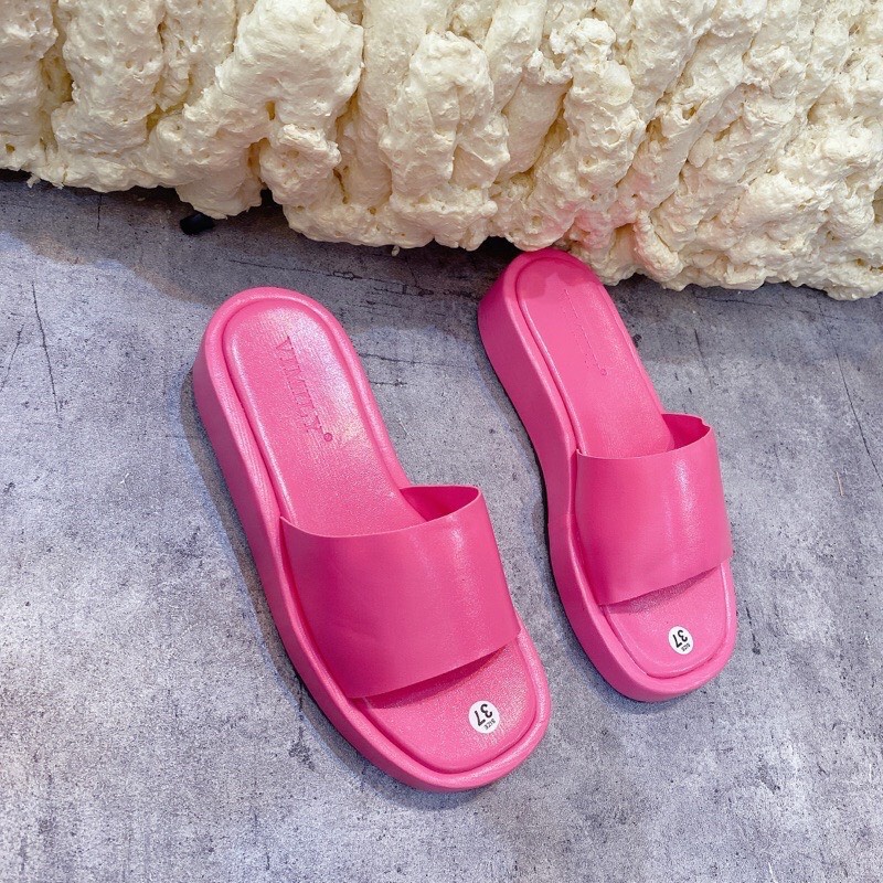 Dép quai ngang da trơn mũi vuông cao cấp đế bánh mì 5 phân trẻ trung năng động, đi làm, đi chơi, dạo phố đều đẹp