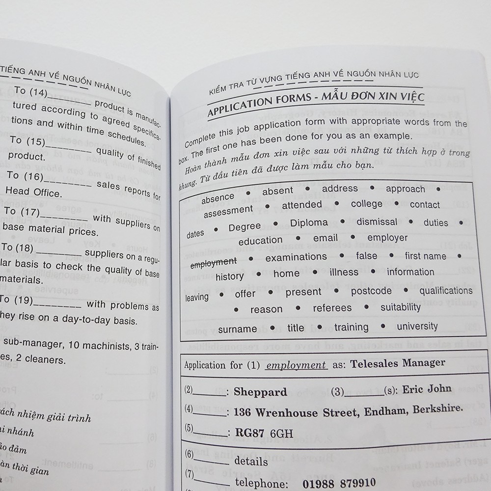 Sách - Tiếng Anh Chuyên Ngành - Kiểm Tra Từ Vựng Tiếng Anh Về Nguồn Nhân Lực