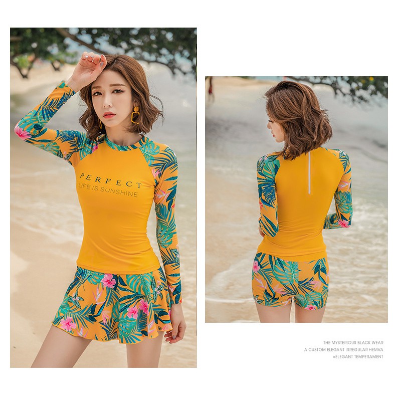 Bộ Đồ Bơi Áo Tay Dài + Chân Váy Thời Trang Quyến Rũ Cho Nữ | BigBuy360 - bigbuy360.vn