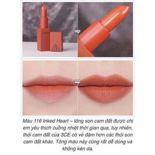 💥💥💥TUẦN LỄ TẶNG QUÀ+ GIẢM GIÁ: Son 3CE Mood Recipe Hàn Quốc chính hãng 100% - Màu 116 cam đất