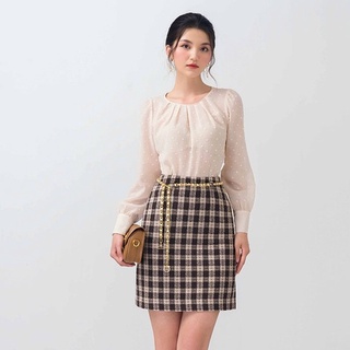 Chân váy dạ Sweed kèm đai, dáng chữ A năng động Orchid GT8A590