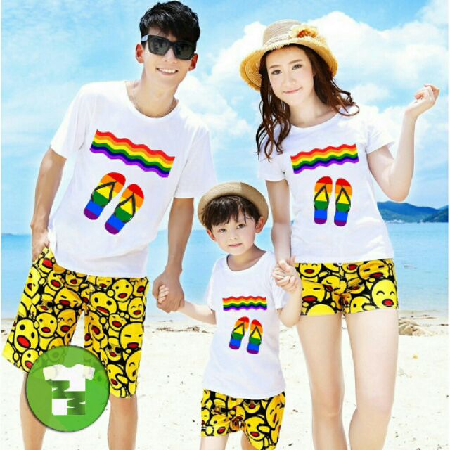 Áo gia đình đi biển, áo gia đình mùa hè chất cotton mịn mát có áo 4xl