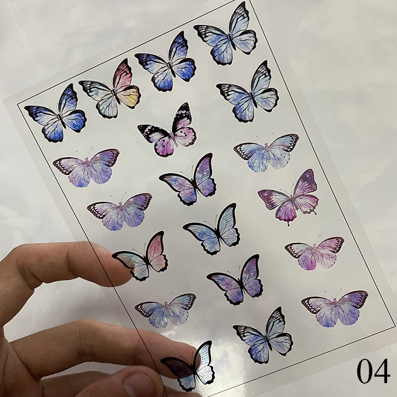 1 tấm film in họa tiết cánh bướm 148*105mm nguyên liệu làm trâm làm trang sức cổ trang