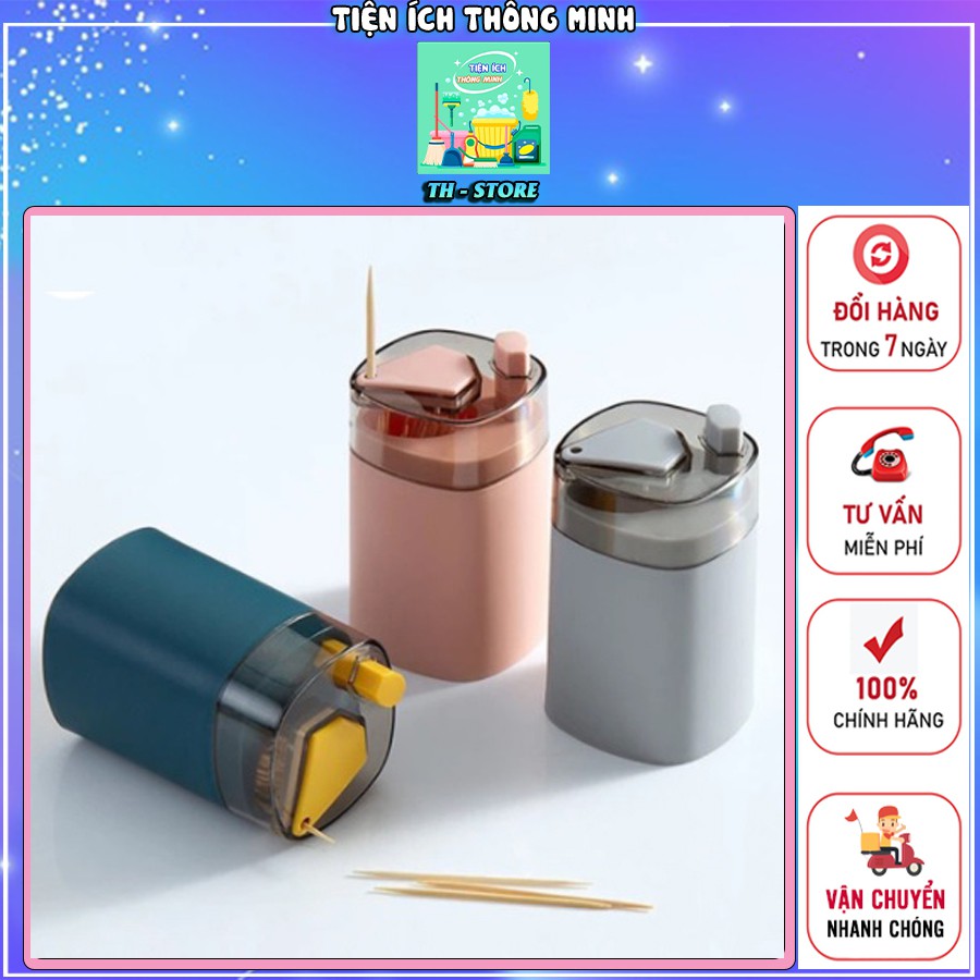 Hộp đựng tăm xỉa răng thông minh có nút ấn tự động lấy tăm - TT1177