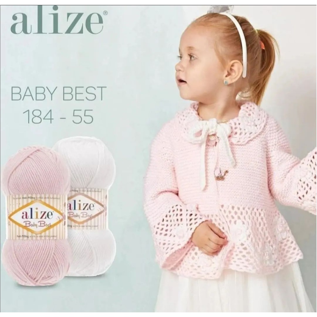 Cuộn len cotton chống xù Anti-pilling Baby Best hãng Alize Yarns đan móc nón, khăn, áo, váy cho bé cực mềm