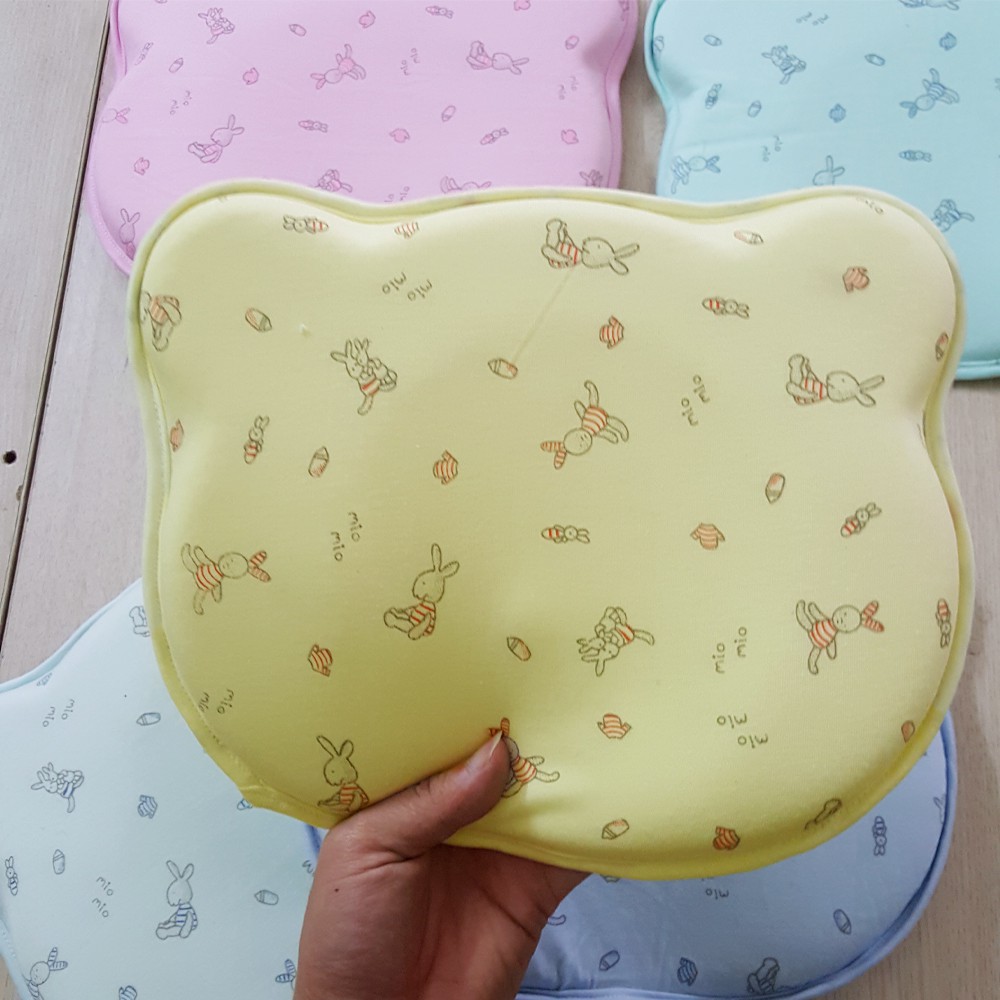 Gối cao su non BEPIKA chống méo, gối chống bẹp đầu tai gấu siêu mềm cho bé sơ sinh