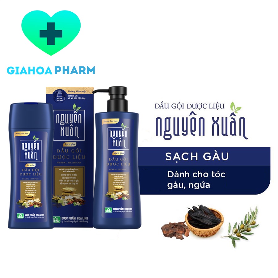 Dầu gội dược liệu Nguyên Xuân sạch gàu (Xanh dương) - Dành cho da đầu nhiều gàu, ngứa, nấm da đầu