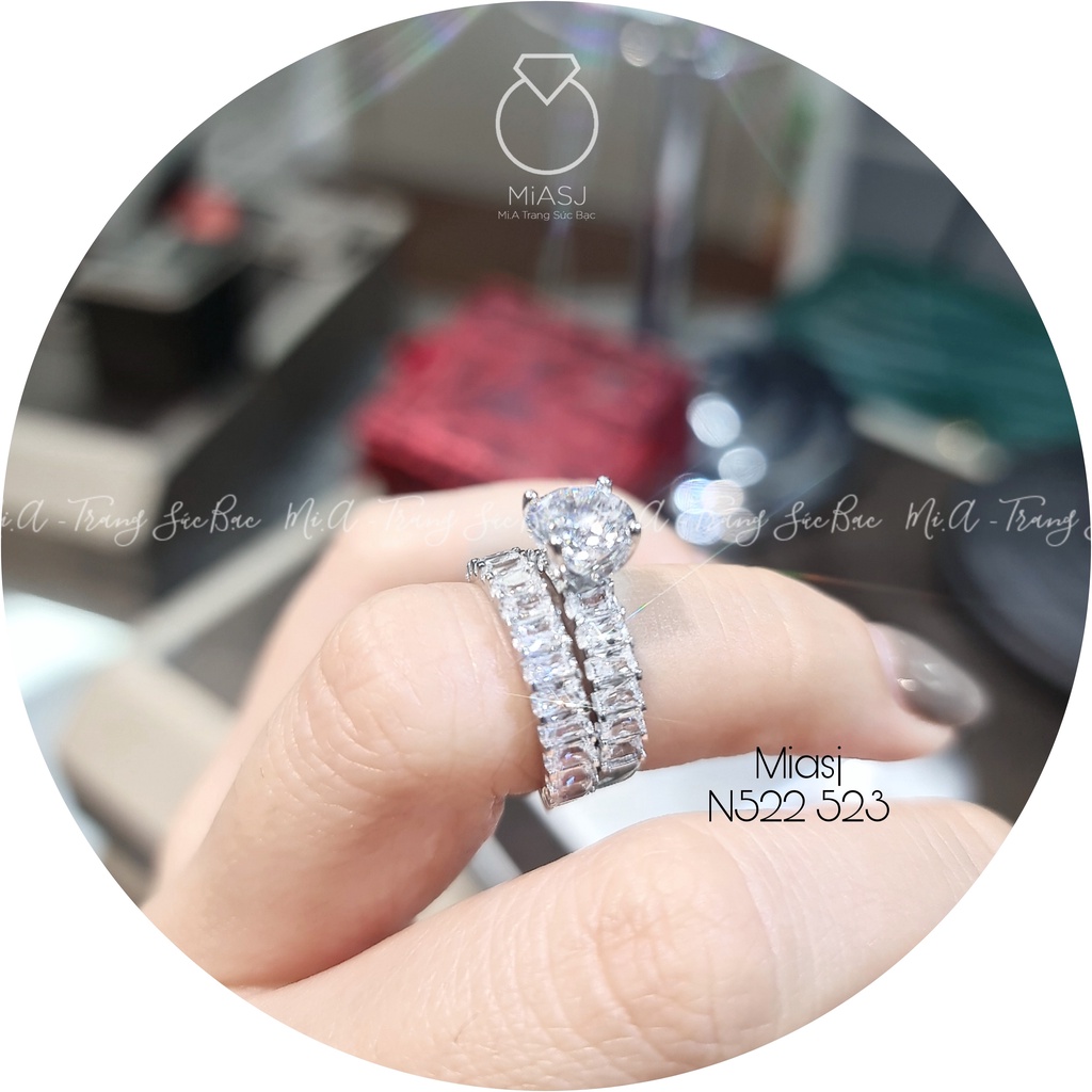 Nhẫn cặp đôi bạc Ý S925 nạm đá cao cấp MiASJ N522/N523