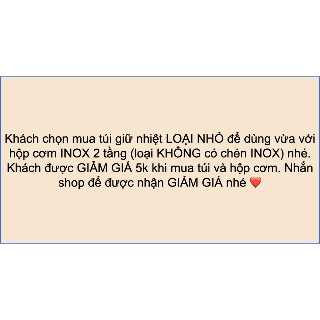 Túi giữ nhiệt nóng lạnh đựng hộp cơm, thức ăn, bình nước cho dân văn phòng đi làm (KÍCH THƯỚC NHỎ)