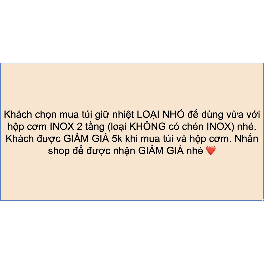 Túi giữ nhiệt nóng lạnh đựng hộp cơm, thức ăn, bình nước cho dân văn phòng đi làm (KÍCH THƯỚC NHỎ)