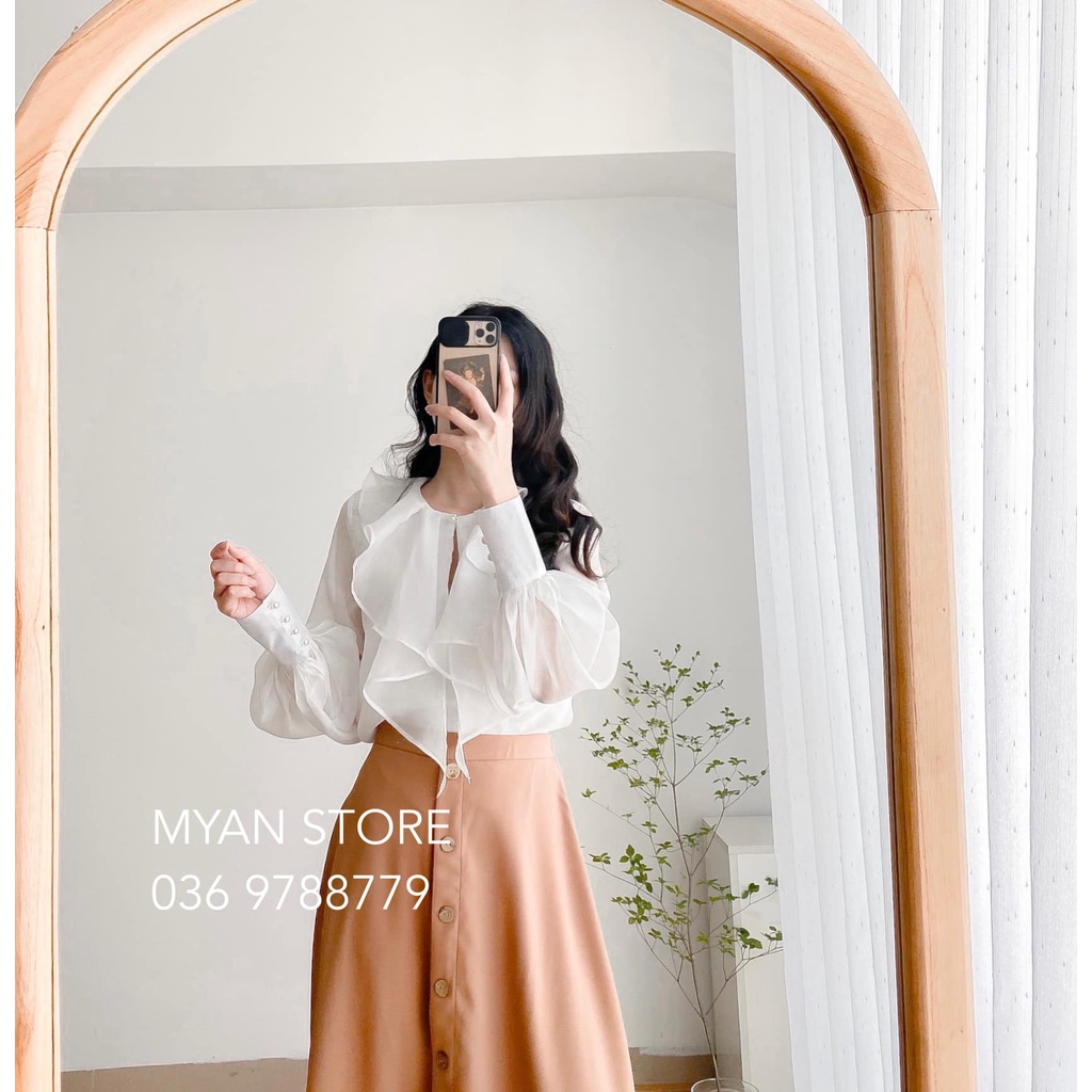 Áo tơ hàn châu bèo cổ tay 4 cúc (2M) - Avn072104