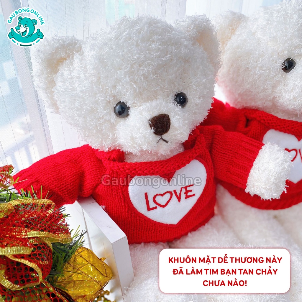 Gấu Bông Teddy Head Tales Trắng Áo Love Cao Cấp Gấu Bông Online