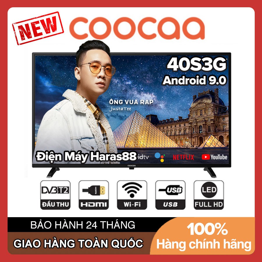 Smart Voice Tivi Coocaa 40 inch Full HD 40S3G Android 9.0, Clip TV, Wifi, DVB-T2, Tivi Giá Rẻ | BigBuy360 - bigbuy360.vn