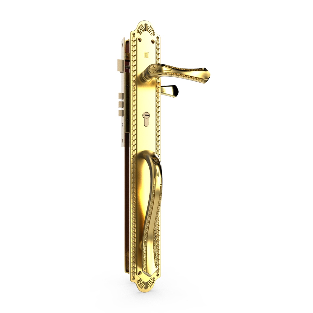 Khoá tay nắm đồng thau Huy Hoàng HC 8561 Đại Sảnh PVD Gold -Sử dụng cho cửa 2 cánh hoặc 4 cánh lớn