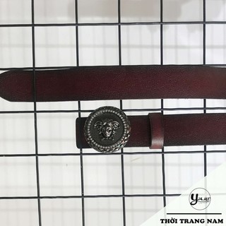 Dây lưng nam da bò mặt tròn xám D08.1
