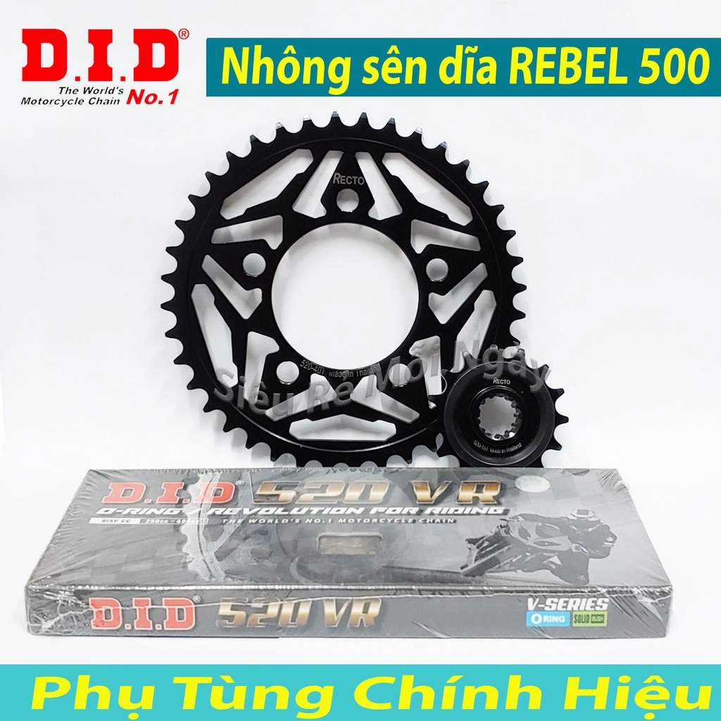 NHÔNG SÊN DĨA HONDA REBEL 500 RECTO ( 15T x 41T ) - SÊN DID 520 O-RING