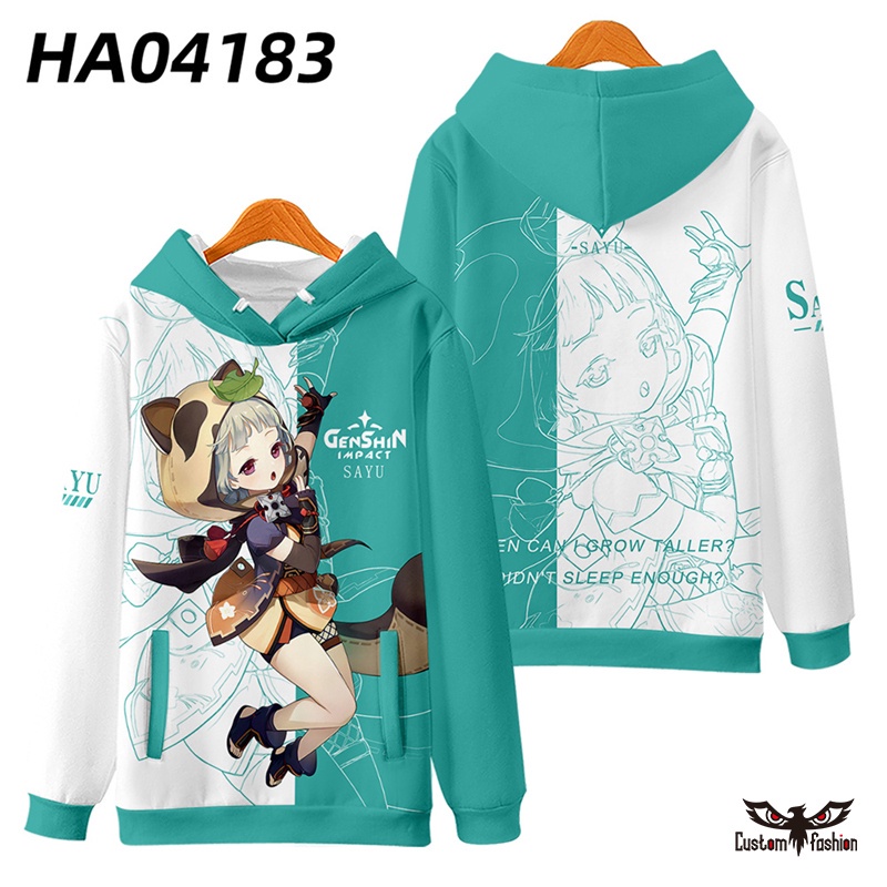 Áo Khoác Hoodie Tay Dài In Hình Albedo Arataki Gang Sayu Chongyun Shenhe 3D Dành Cho Nam Và Trẻ Em