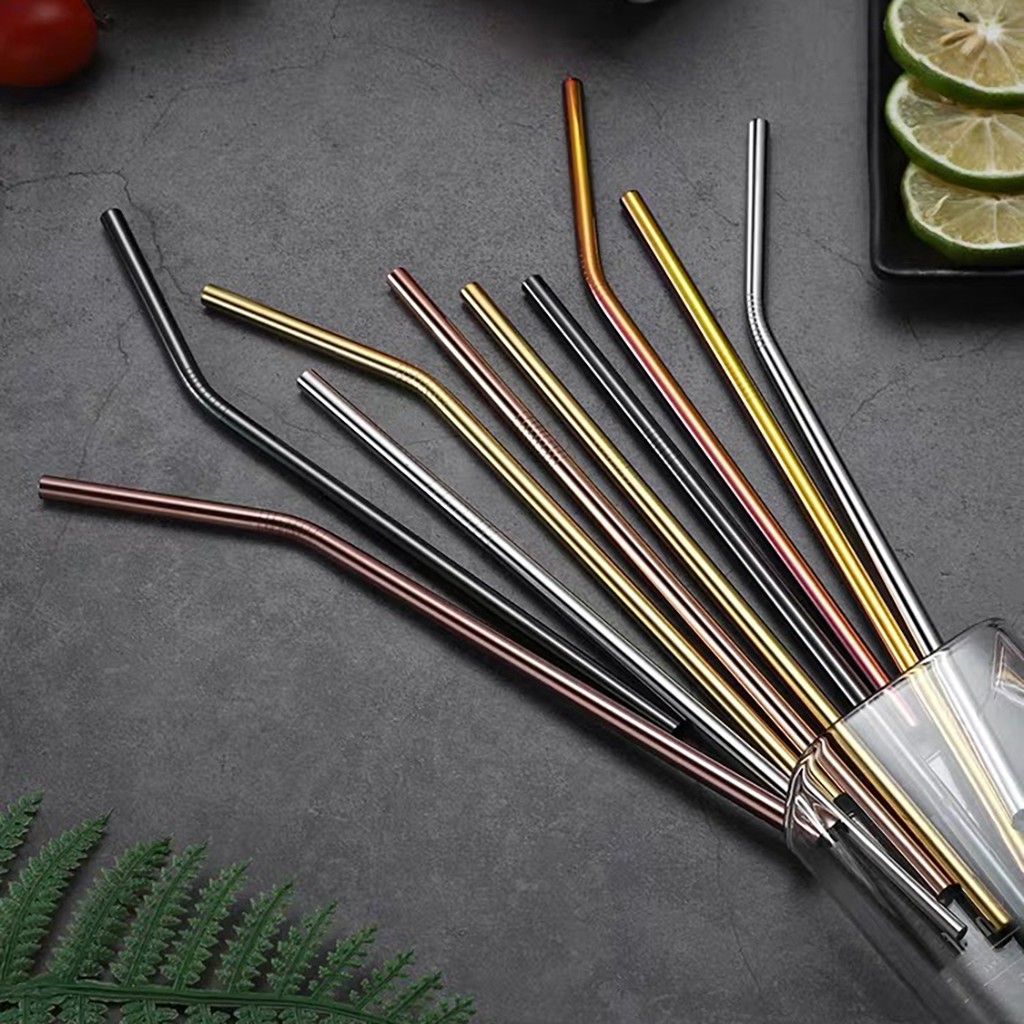 Ống hút cao cấp bằng thép không gỉ 304 an toàn sức khỏe có thể tái sử dụng hai lựa chọn màu bạc/đen | BigBuy360 - bigbuy360.vn