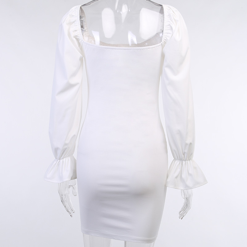 DUNEA  Ins Trendy Autumn Women Long Puff Sleeve Off-shoulder Mini Dress