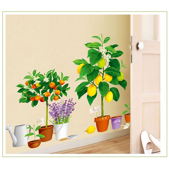 Tranh decal dán tường LỌ HOA với những bông hoa khoe sắc trang trí phòng bếp, cửa hàng - Decal dán tường