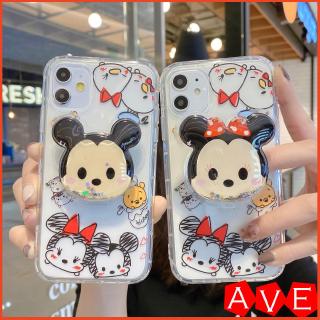 Ốp điện thoại silicon mềm giá đỡ hình chuột Mickey gấp gọn phối kim tuyến iphone 8 MAX Pro 11ProMax XS Xr 7plus 8plus