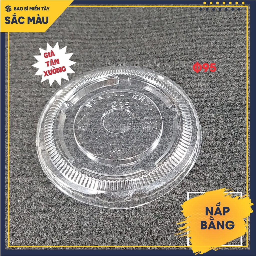 Sỉ 50 Nắp bằng PET 90 - 93 - 95 - 98 - 106 - 117 nắp ly trà sữa cà phê nước ép