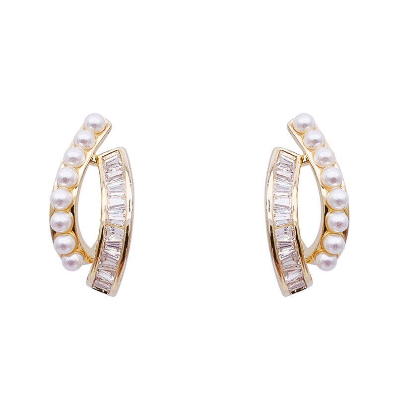 Bông Tai Mạ Bạc Hai Lớp Đính Ngọc Trai Nhân Tạo 2022