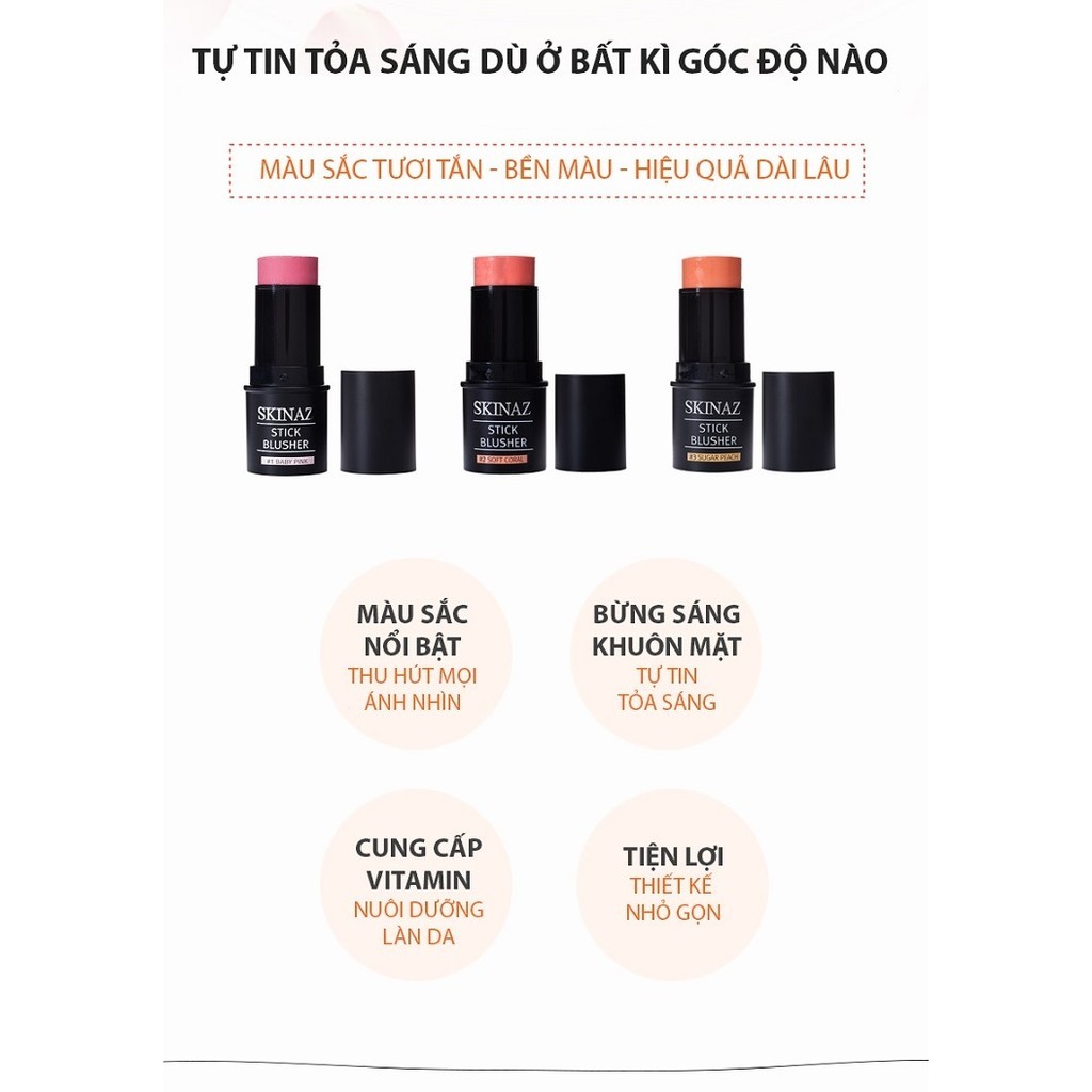 Kem má hồng cao cấp Stick Blusher Skinaz Hàn Quốc chính hãng - 8g | BigBuy360 - bigbuy360.vn