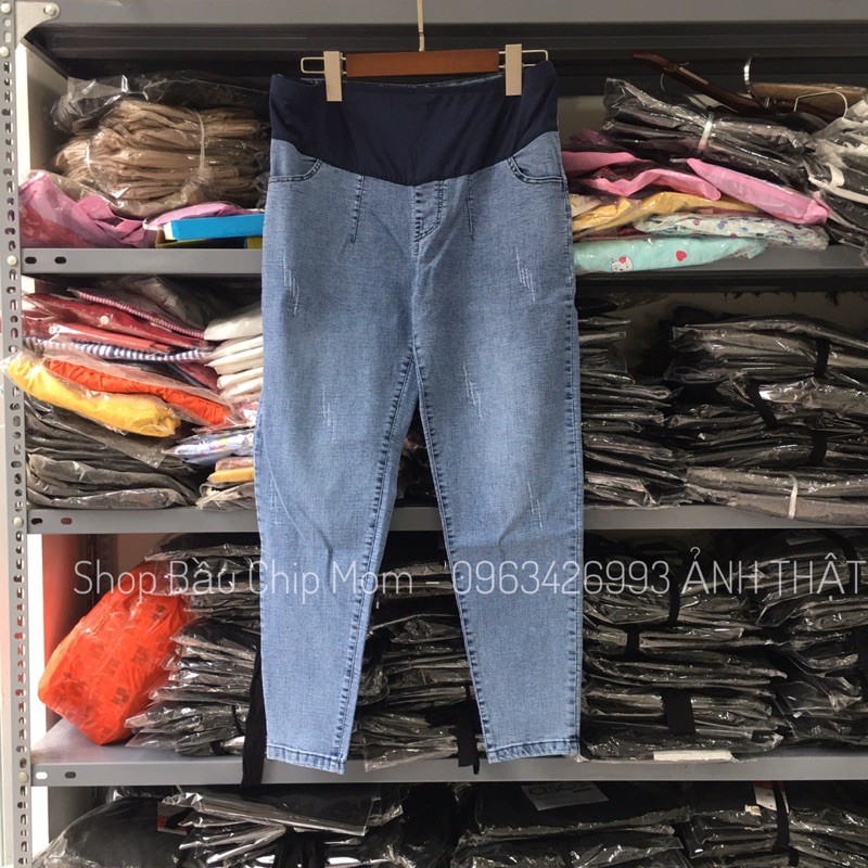 Quần Bò Bầu, Quần Jeans Bầu Hàng Mềm Đẹp Loại 1 Q27 Thời Trang Trẻ Trung, Đủ Size Cho Mẹ Bầu