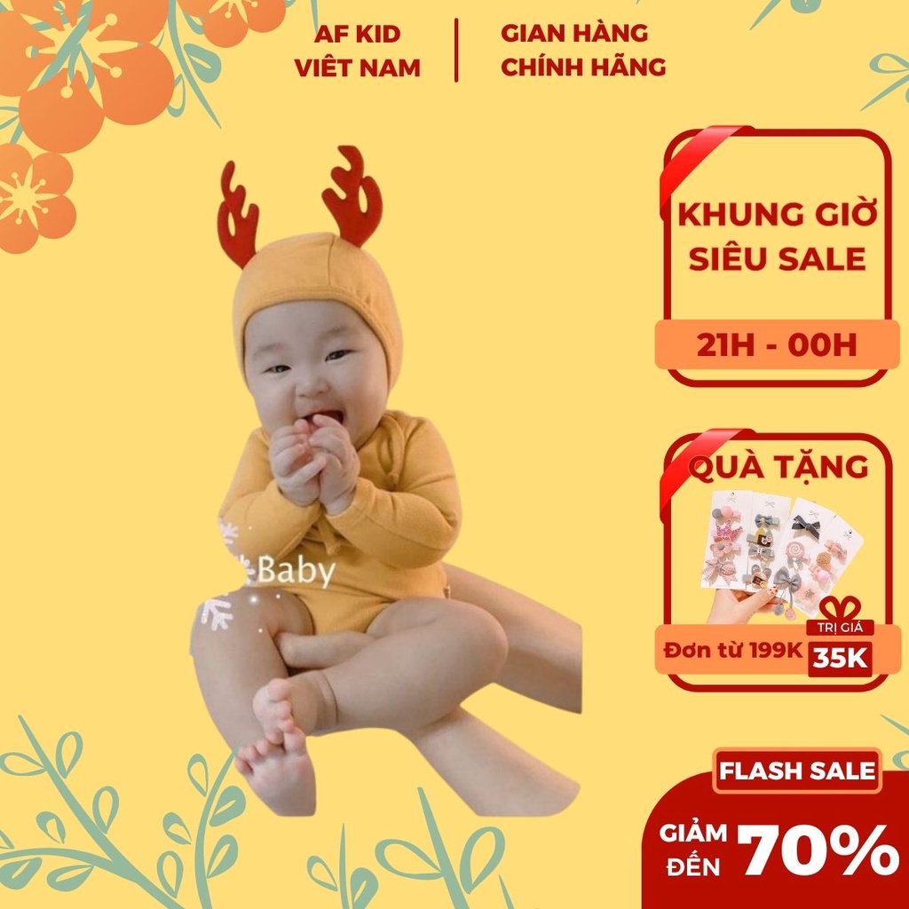 Bộ đồ quần áo trẻ em giáng sinh tay dài, bộ len tăm tuần lộc giáng sinh cho bé trai bé gái, chất liệu siêu ấm cho bé