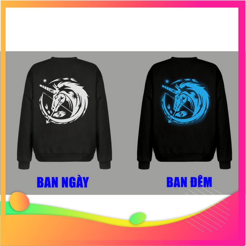 Áo Hoodie Dạ Quang phát sáng trong bóng tối màu XANH DƯƠNG Cung Hoàng Đạo Ma Kết Siêu dày siêu ấm
