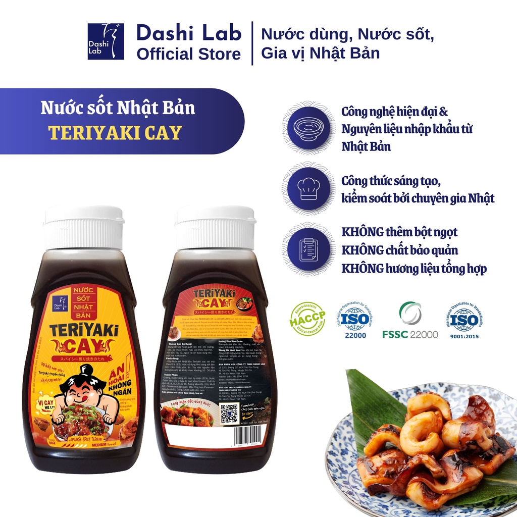Nước Sốt TERIYAKI Cay Nhật Bản Hương Vị Đậm Đà Cay Mê Ly Chay Mặn Đều Dùng Được DASHI LAB Chai 340g