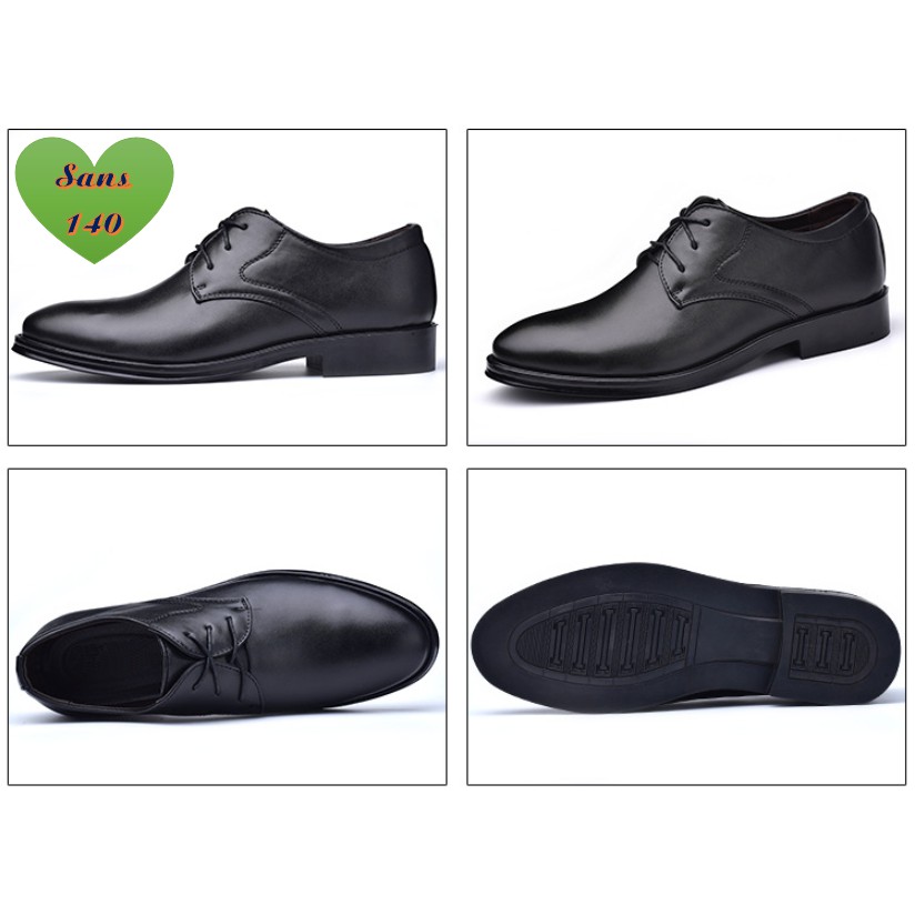 Giày da nam cao cấp đen Sans140 giầy tây công sở buộc dây derby mũi tròn big size to bigsize cỡ lớn 44 45 46 47 48 | BigBuy360 - bigbuy360.vn