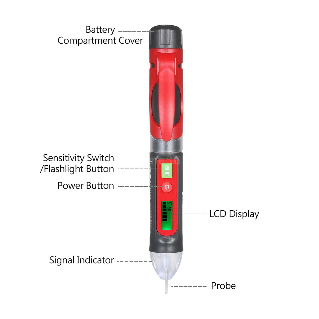 Kkmoon Bút Kiểm Tra Điện Áp Ac Màn Hình Lcd Kỹ Thuật Số Cảm Ứng Âm Thanh Và Đèn Pin