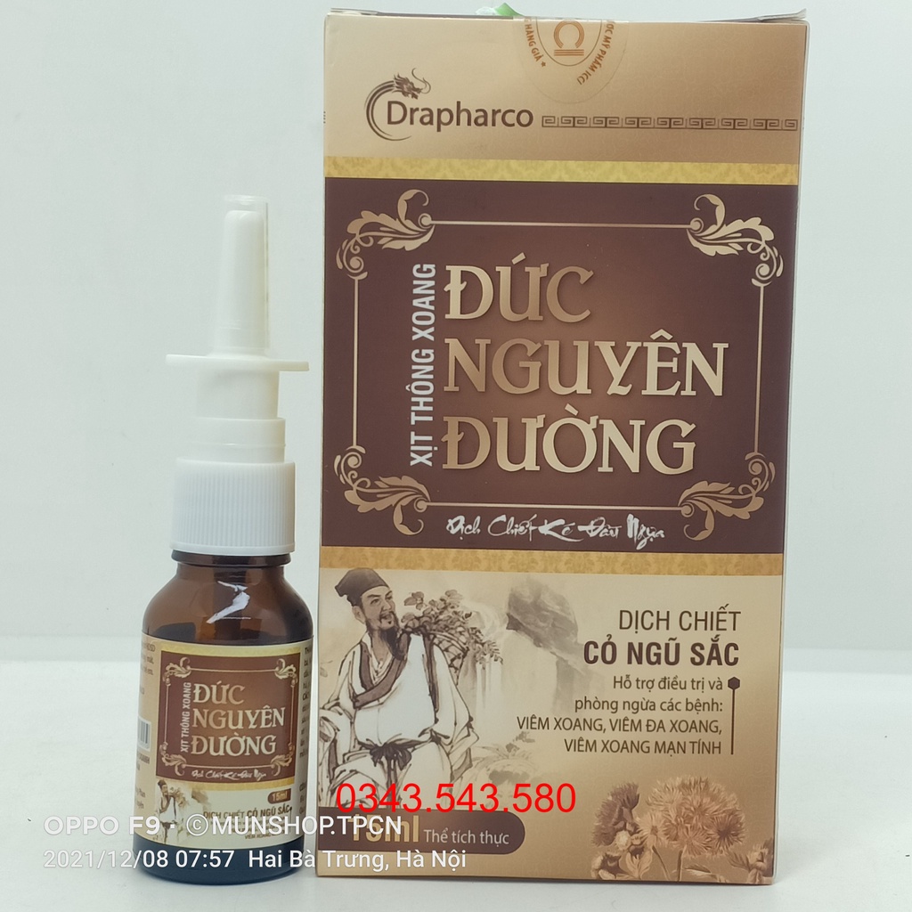 Xịt thông xoang ĐỨC NGUYÊN ĐƯỜNG dịch chiết cỏ ngũ sắc chai 15ml