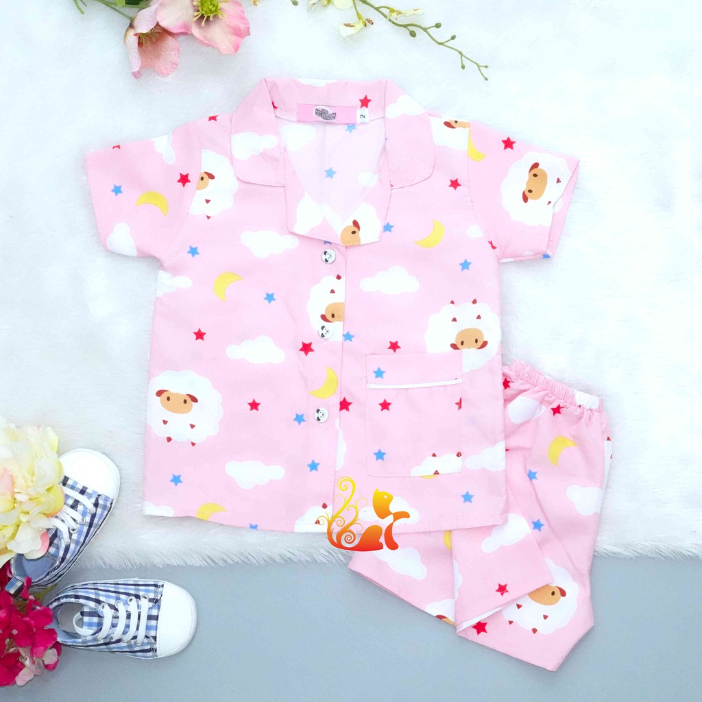 Bộ Đồ Mặc Nhà &quot;Cừu - Trăng Sao&quot; Pijama Kate Thái - Cho Bé 8 - 38kg.