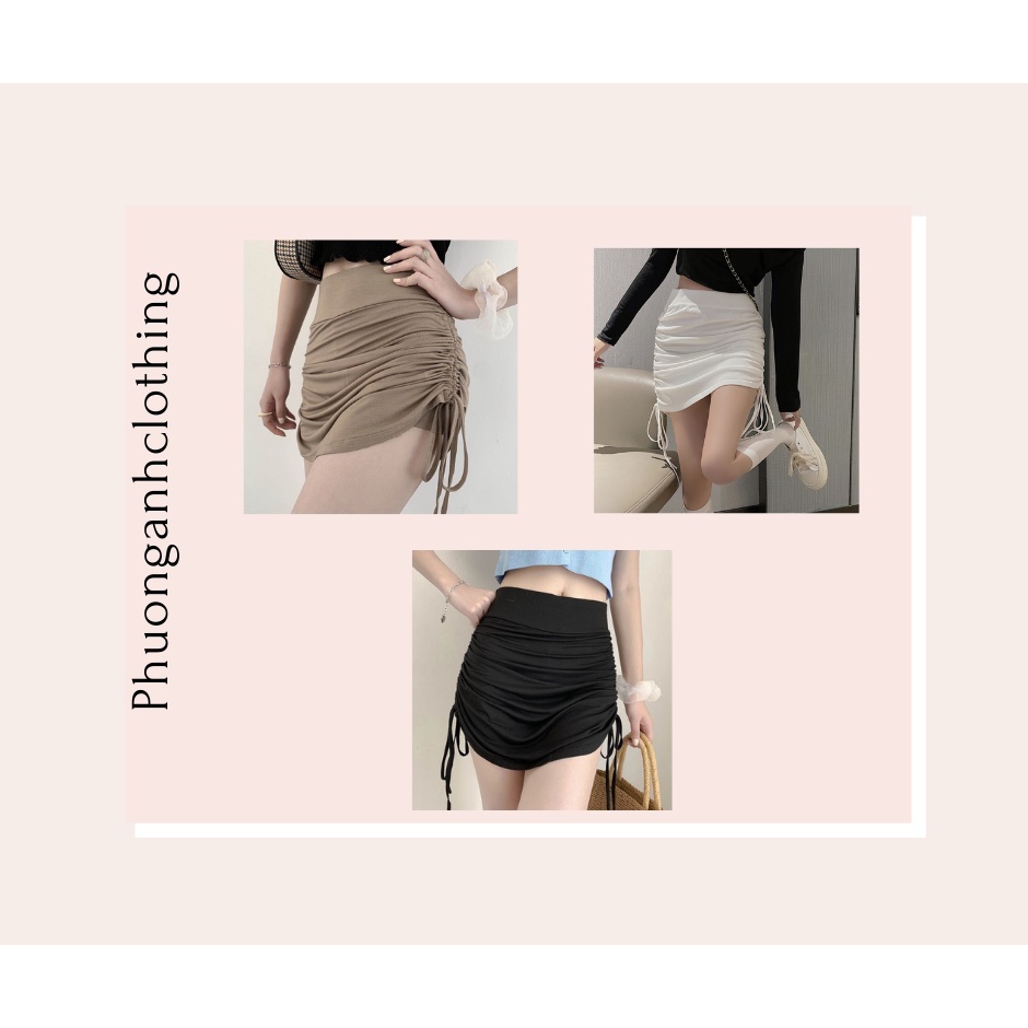 Chân váy rút dây 2 bên body ulzzang ngắn lưng cao công sở