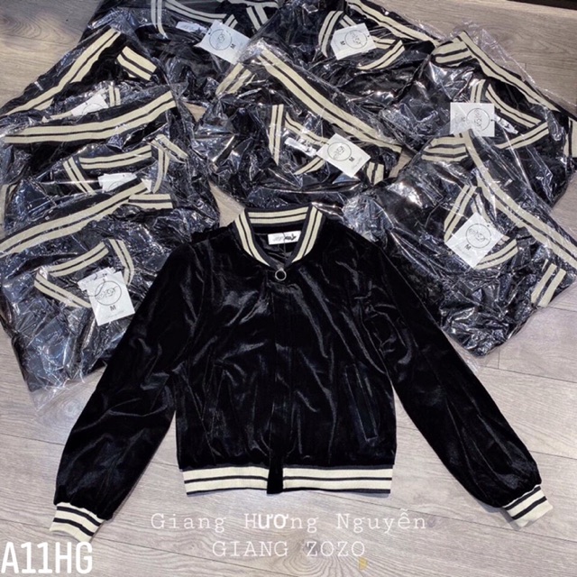Áo bomber nhung
